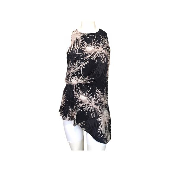 Halston Asymmetrical Hemline Dress Black Tan Size 6 - Picture 1 of 8